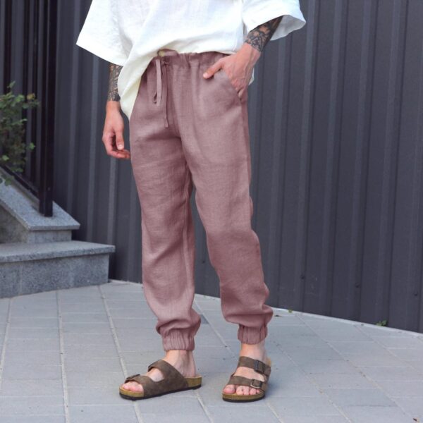 Latte Tone Casual Linen Pants for Men – Cool Summer Days