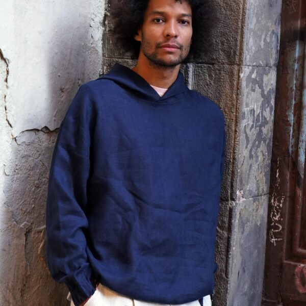 Collarless Linen Shirt Beige Texture Linen for Men Contemporary Curve
